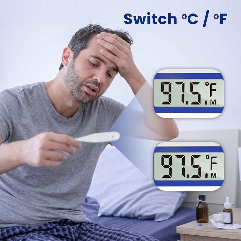 Femometer Thermometer for Adults and Kids, Digital Thermometer with Fever Alert, Memory Recall, C/F Switchable, for Oral, Rectal or Under Arm Use, Klein Blue - Image 5